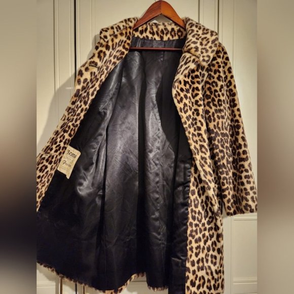 Rare Vintage 60s Leopard Faux Fur Coat by Fairmoor Somali