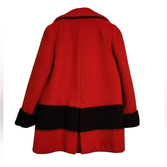 Vintage Authentic Hudson Bay 1970/1980 Red and Black 100% Wool Pea Coat