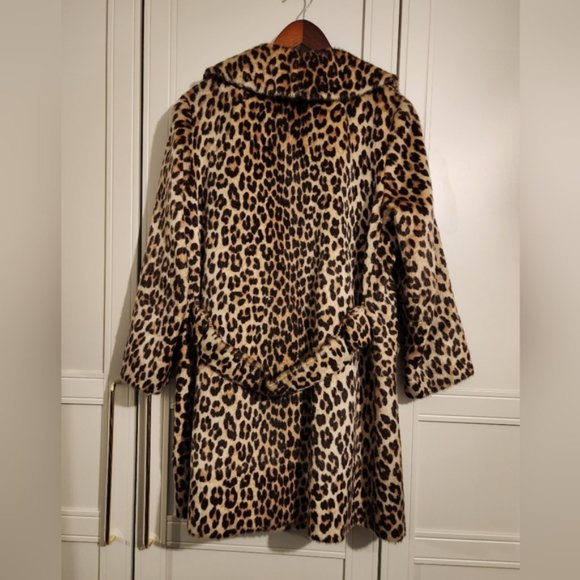 Rare Vintage 60s Leopard Faux Fur Coat by Fairmoor Somali