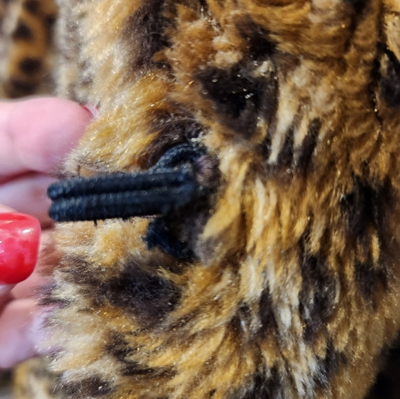 Vintage Animal Print Faux Fur Teddy Long Coat