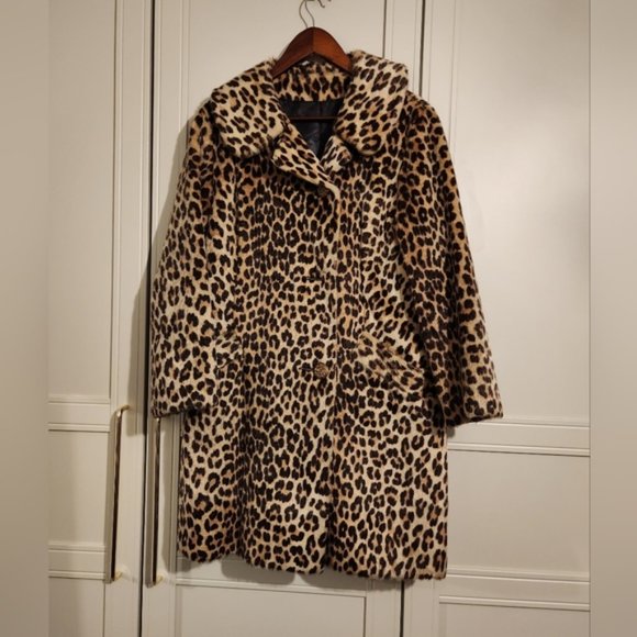 Rare Vintage 60s Leopard Faux Fur Coat by Fairmoor Somali
