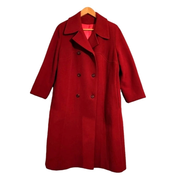 Vintage Eaton Red Wool Double Breasted Coat Fully Lined