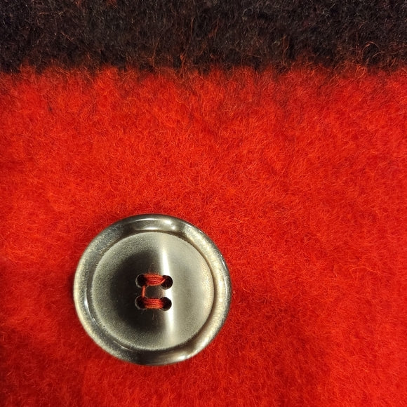 Vintage Authentic Hudson Bay 1970/1980 Red and Black 100% Wool Pea Coat