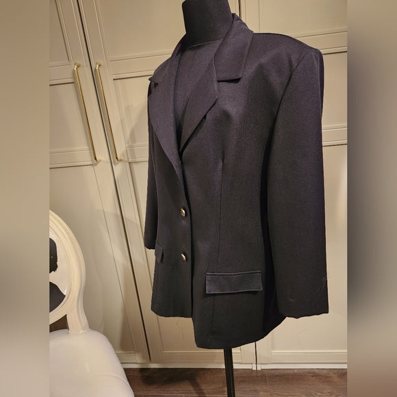 Vintage Hampton Row Black Blazer with Gold Buttons