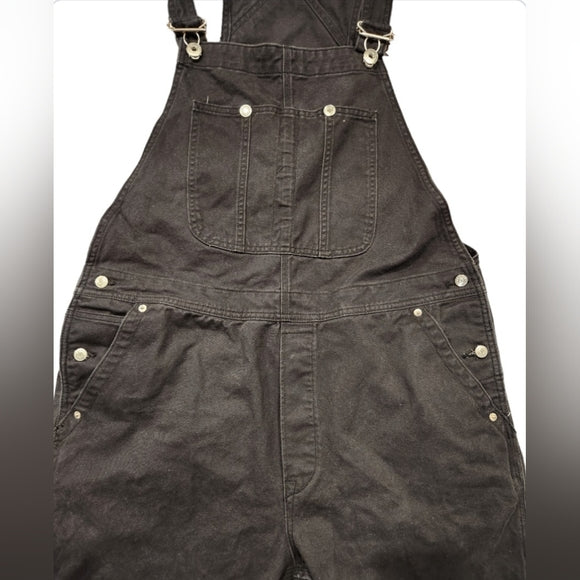H&M Black Relaxed Fit Jeans Overalls with Silver Hardware