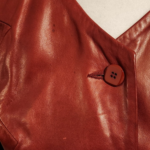 Vintage Red Leather Jacket and Skirt (Super Soft Leather)