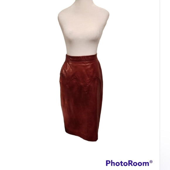 Vintage Red Leather Jacket and Skirt (Super Soft Leather)