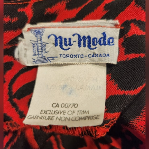 Vintage 80s/90s Red and Black Floral Dress with Pockets & Shoulder Pads