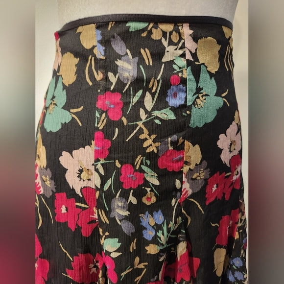 Vintage 1990s Ralph Lauren Floral Chiffon Skirt Lined