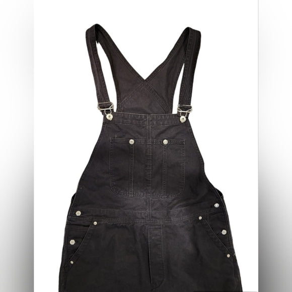H&M Black Relaxed Fit Jeans Overalls with Silver Hardware