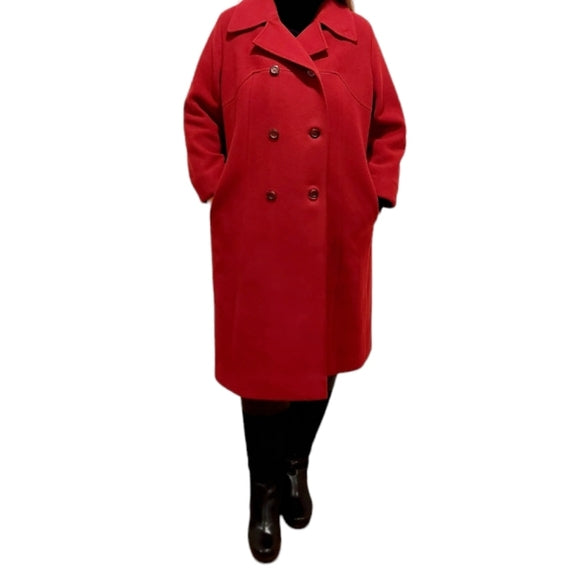 Vintage Eaton Red Wool Double Breasted Coat Fully Lined