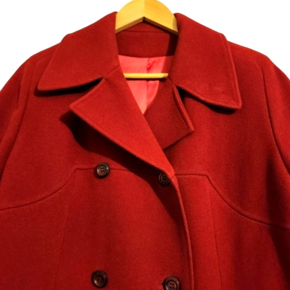Vintage Eaton Red Wool Double Breasted Coat Fully Lined