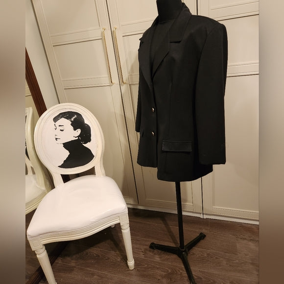 Vintage Hampton Row Black Blazer with Gold Buttons