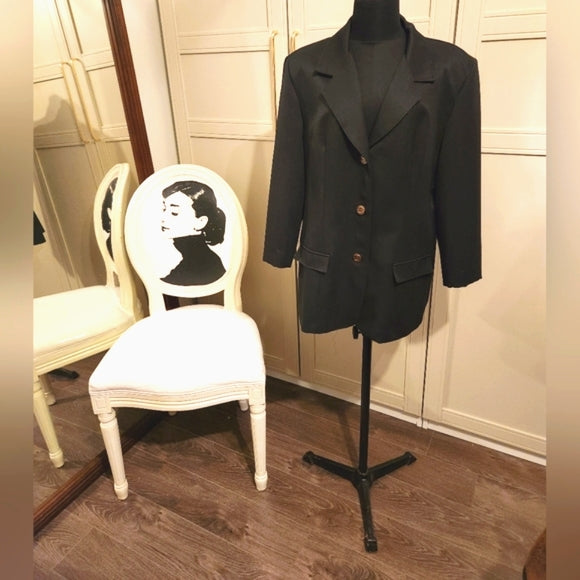 Vintage Hampton Row Black Blazer with Gold Buttons