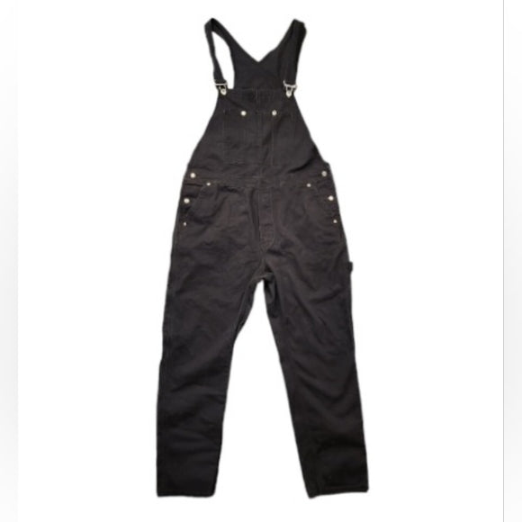 H&M Black Relaxed Fit Jeans Overalls with Silver Hardware