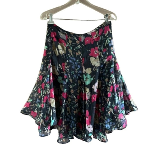 Vintage 1990s Ralph Lauren Floral Chiffon Skirt Lined