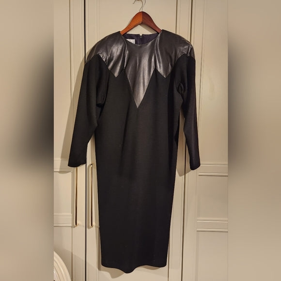 Vintage 90s Wool and Leather Dress