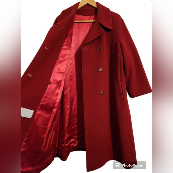 Vintage Eaton Red Wool Double Breasted Coat Fully Lined