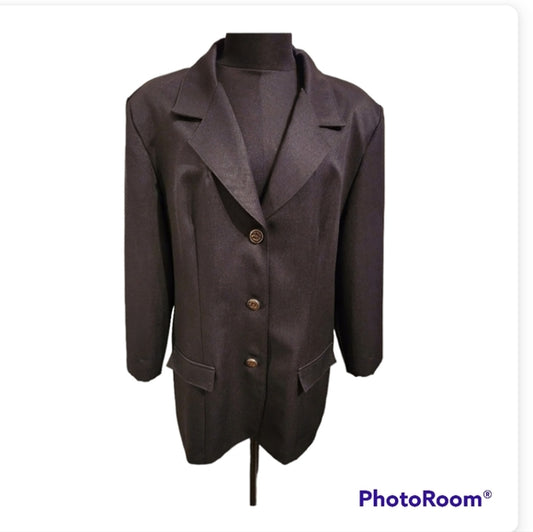 Vintage Hampton Row Black Blazer with Gold Buttons