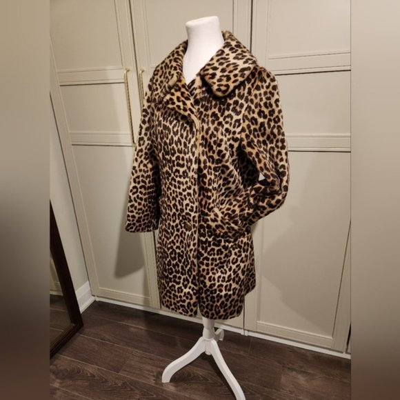 Rare Vintage 60s Leopard Faux Fur Coat by Fairmoor Somali